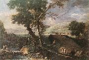 RICCI, Marco Landscape with River and Figures df oil painting on canvas